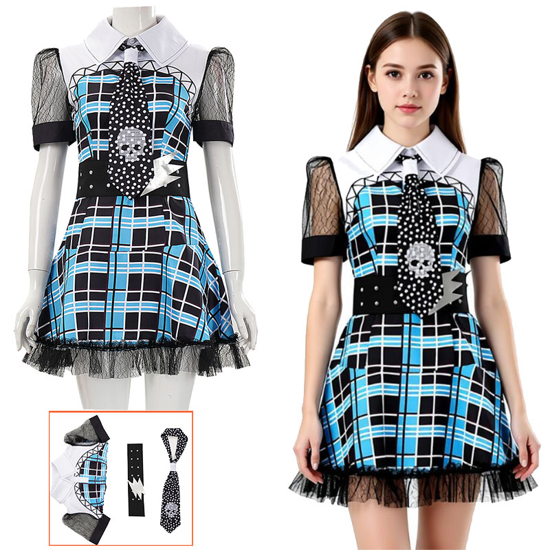 Anime Cosplay Maid - อะนิเมะมอนสเตอร์คอสเพลย์เครื่องแต่งกายไฮ แฟรงกี้ สไตน์ คิกิ+ ชุดคอสเพลย์เย็บอย่างดีสำหรับผู้หญิงปาร์ตี้ฮาโลวีน