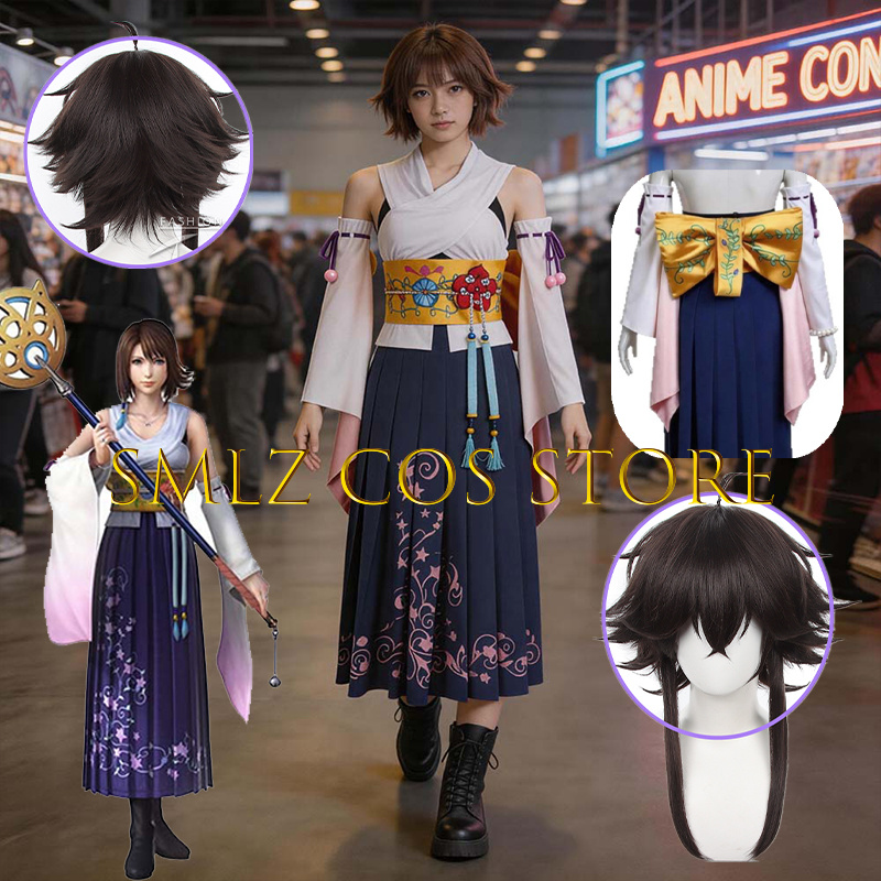Anime Cosplay Party - Smlz FFX ยูน่าคอสเพลย์อะนิเมะ FF10 X เครื่องแต่งกายผู้หญิงคุณ
