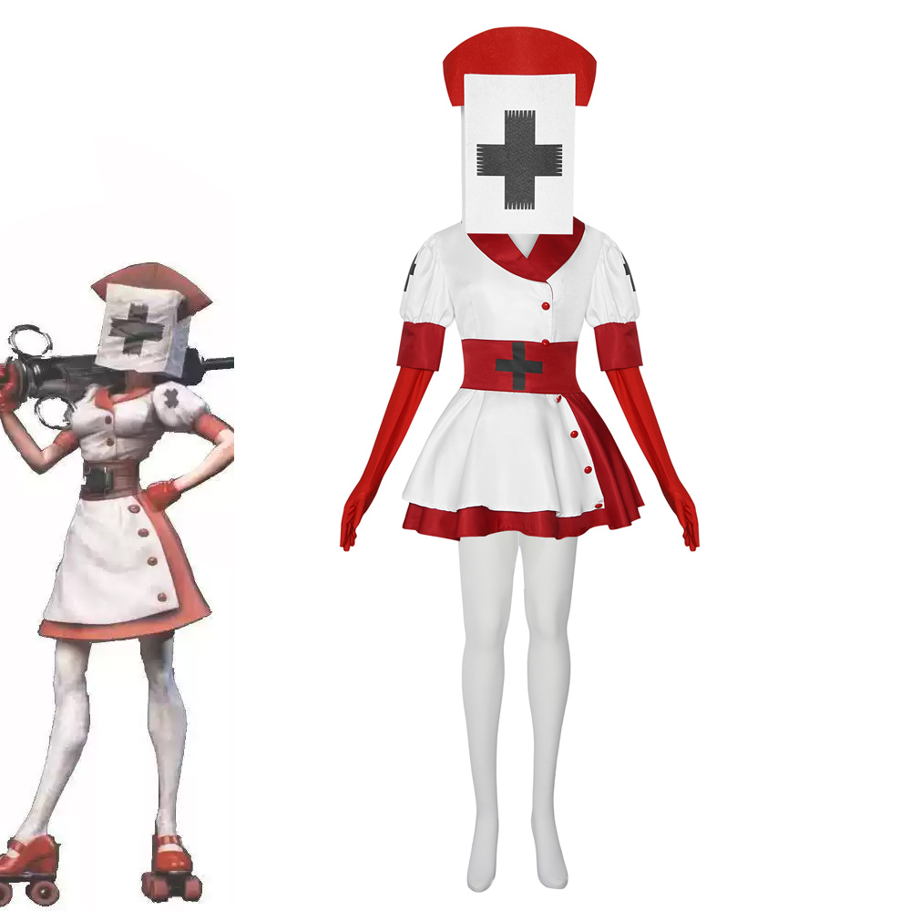 Anime Cosplay Nurse - ชุดคอสเพลย์พยาบาลรีปเปอร์จากเกม Dark Deception ชุดเต็มสำหรับผู้หญิง ชุดพยาบาลสยองขวัญจากเกมอนิเมะ สำหรับฮาโลวีนและเกมหนีตาย