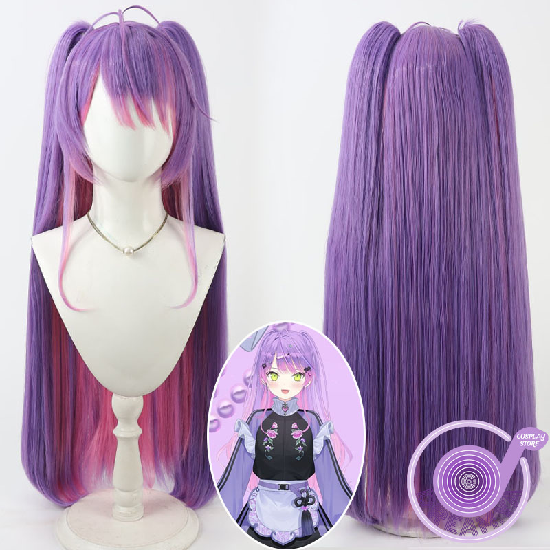Anime Cosplay Long Hair - โทโคยามิ โทวะคอสเพลย์วิกผมวีทูเบอร์สีม่วงสีชมพูยาว 80 ซม.ผมสังเคราะห์ทนความร้อนฮาโลวีนบทบาทเล่นปาร์ตี้คาร์นิวัล+ หมวกวิกผม