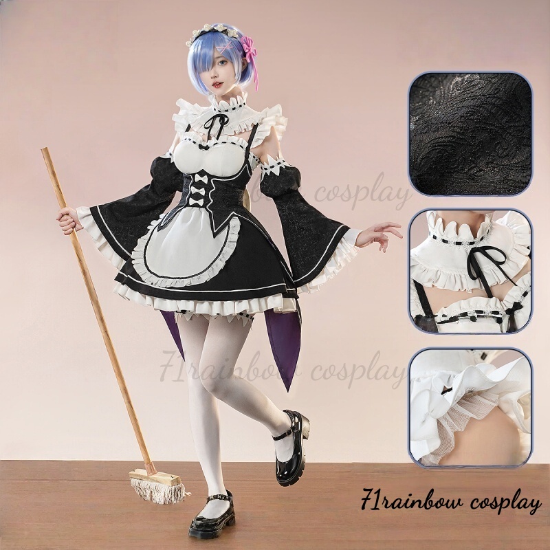 Anime Cosplay Re Zero - ชุดคอสเพลย์เรม เมดจากอนิเมะ 