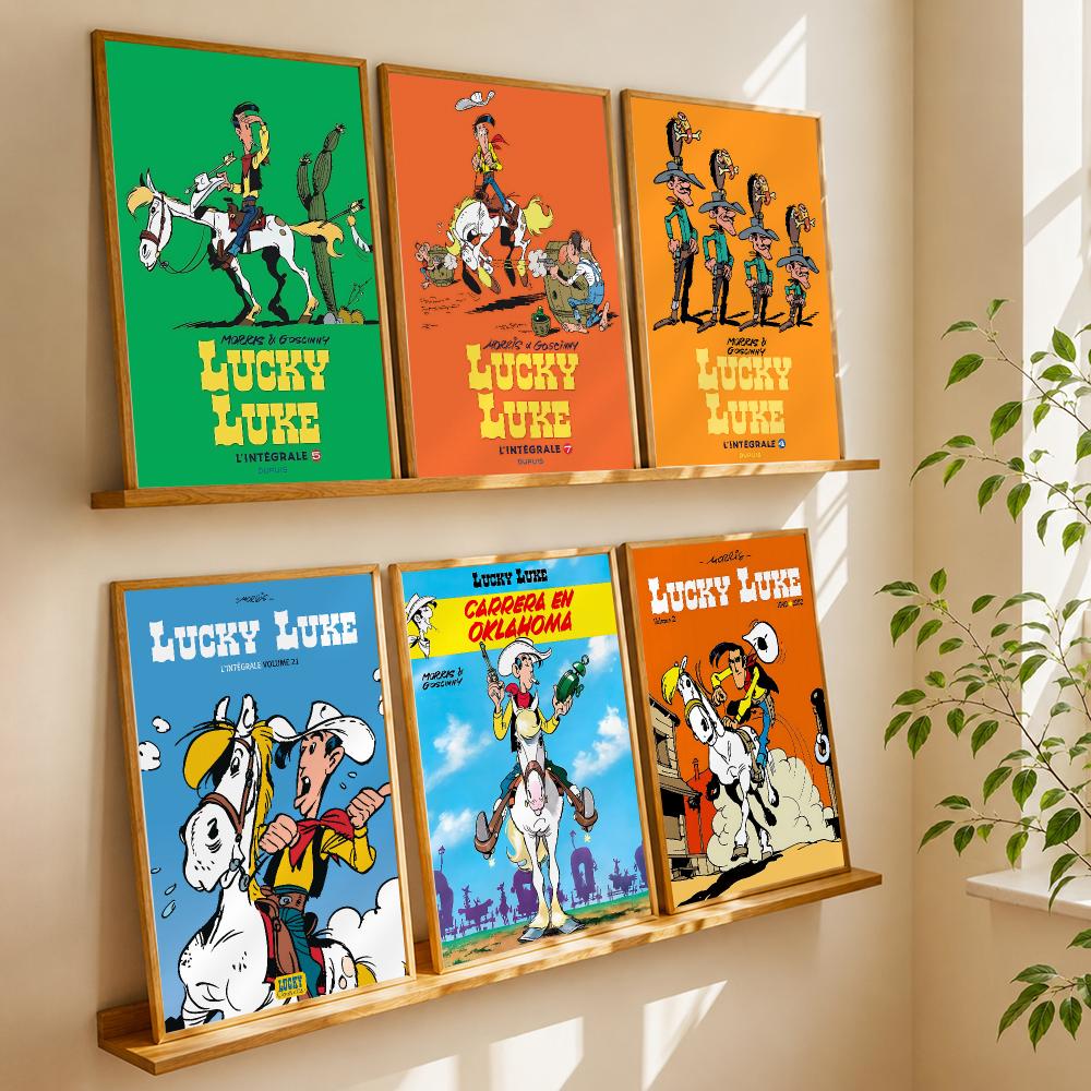 Anime Cosplay Wallpaper - โปสเตอร์อนิเมะ L-lucky Luke แบบ HD สติ๊กเกอร์ติดผนังตกแต่งบ้าน