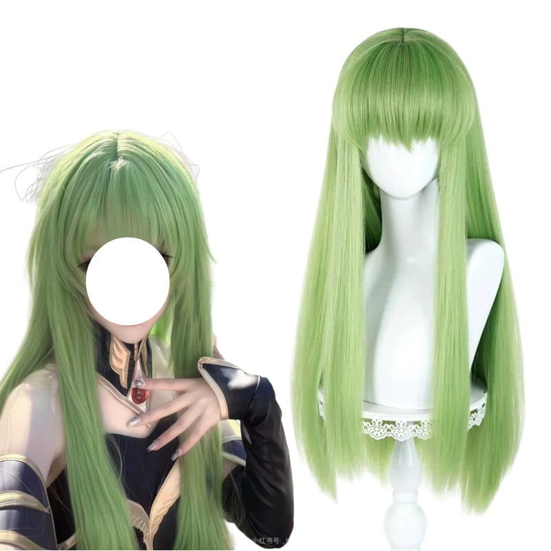 Anime Cosplay Long Hair - อะนิเมะ CC คอสเพลย์วิกผมสีเขียวผมยาววิกผมสังเคราะห์อุปกรณ์ประกอบฉากสำหรับเล่นบทบาทอุปกรณ์เสริมสำหรับผู้หญิงปาร์ตี้ธีม