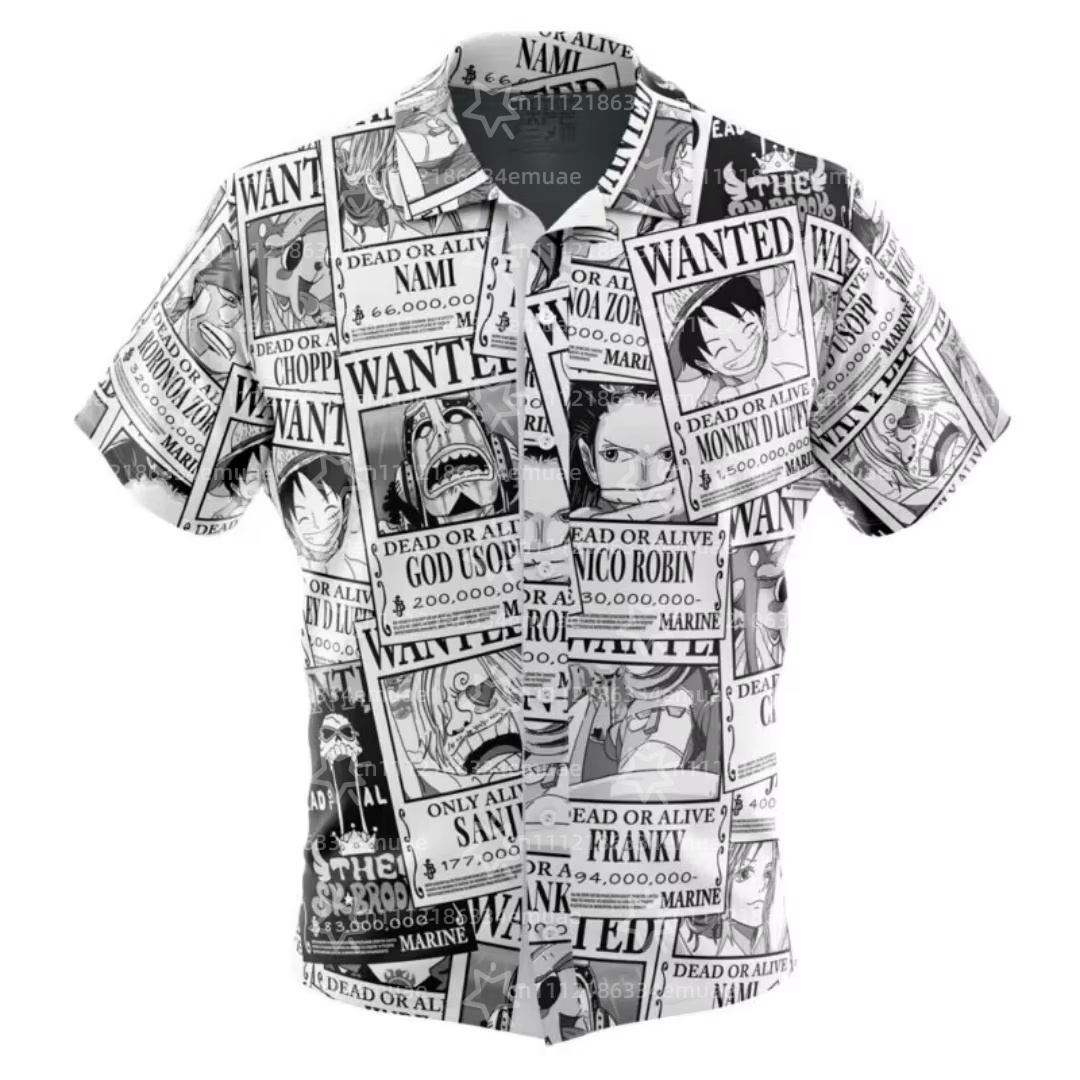 One Piece Straw Hat - เสื้อเชิ้ตฮาวาย Aloha Strawhat แบบติดกระดุม แห้งเร็ว สำหรับผู้ชาย