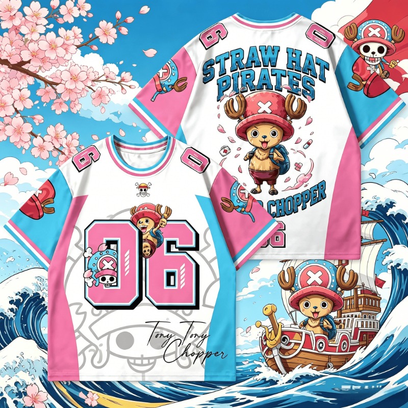 One Piece Straw Hat - เสื้อยืดวันพีซโทนี่โทนี่ ช็อปเปอร์ 06 ลายการ์ตูนอนิเมะ แขนสั้น คอวี