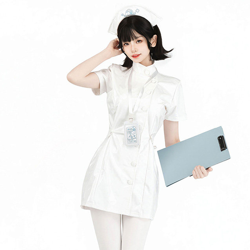 Anime Cosplay Nurse - ชุดคอสเพลย์ฮาโลวีน AniLV ชุดยูนิฟอร์มแมวหมอพยาบาล ทำจากหนัง PU