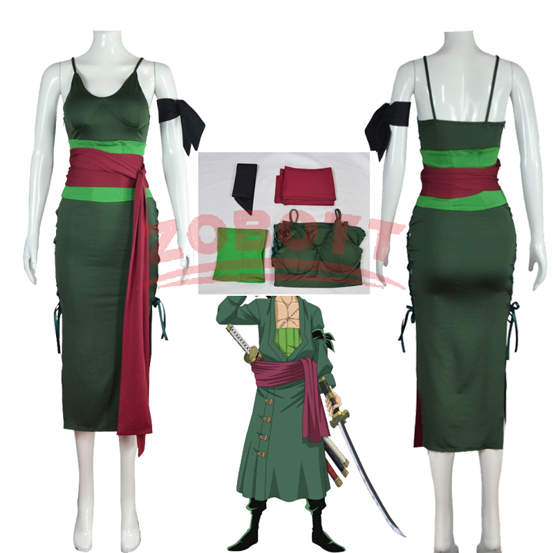 Anime Zoro Cosplay Female - อะนิเมะโรโรโนอา โซโลคอสเพลย์เครื่องแต่งกายวานโนะ คูนิ คันทรี ดิสกิสสำหรับผู้ใหญ่หญิงชุดสีเขียวชุดผู้หญิงชุดฮาโลวีน