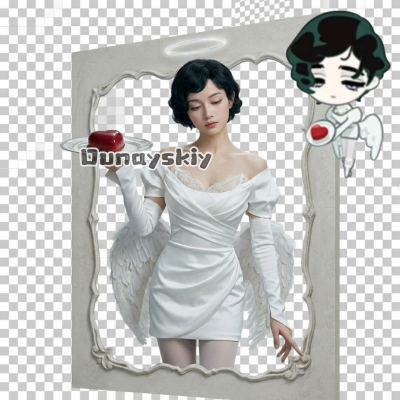Cosplay Anime White Hair - ชุดคอสเพลย์ Sua New Clothes Diagram พร้อมวิกผมสีขาว