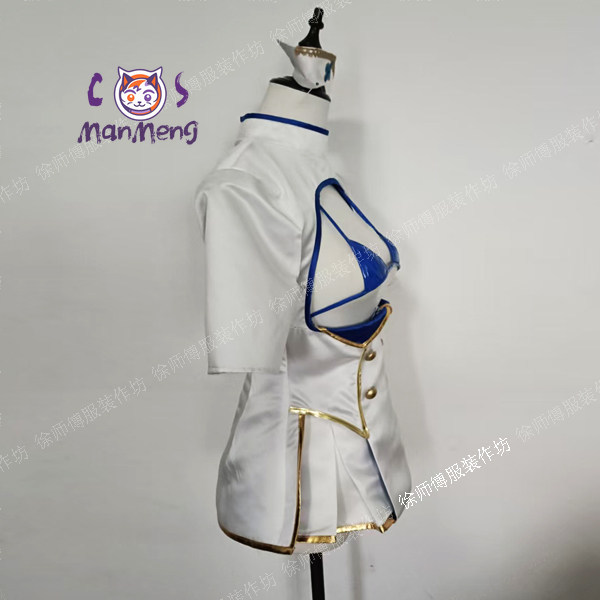 Anime Cosplay Nurse - ชุดคอสเพลย์พยาบาลวิลเฮลมินาจากเกม Brown Dust 2 ชุดเต็ม เสื้อโค้ทหนังสีม่วงเซ็กซี่
