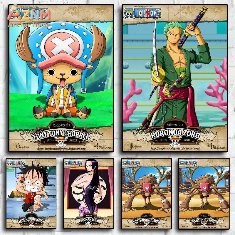 One Piece Straw Hat - AZNM วันพีซ โทนี่ โทนี่ ช็อปเปอร์ ภาพพิมพ์แคนวาสติดผนังลายการ์ตูนน่ารัก