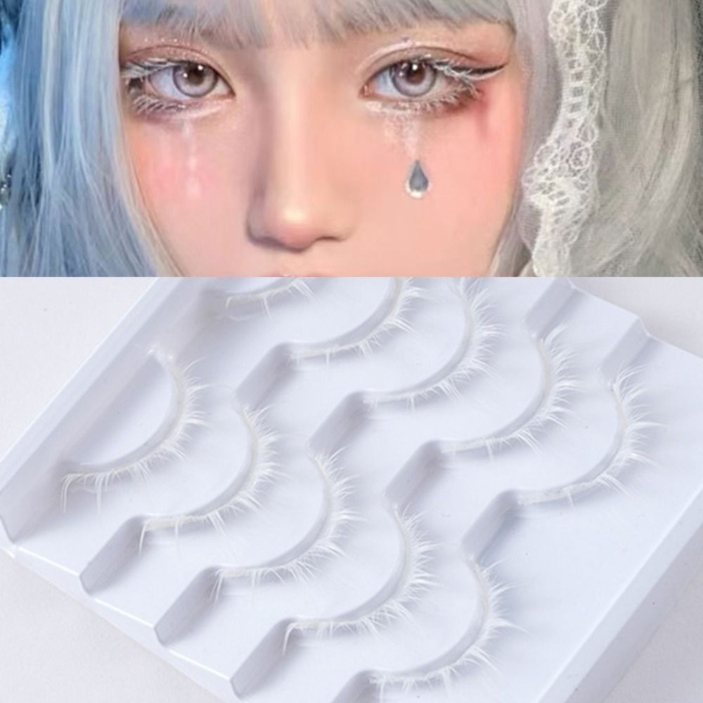 สีขาวสีขาวอะนิเมะขนตาสไตล์ญี่ป - Anime Cosplay Lashes บทวิจารณ์และราคา