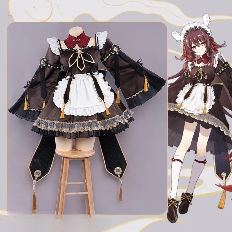 เกม Genshin Impact Hu Tao แม่บ - Anime Cosplay Maid บทวิจารณ์และราคา