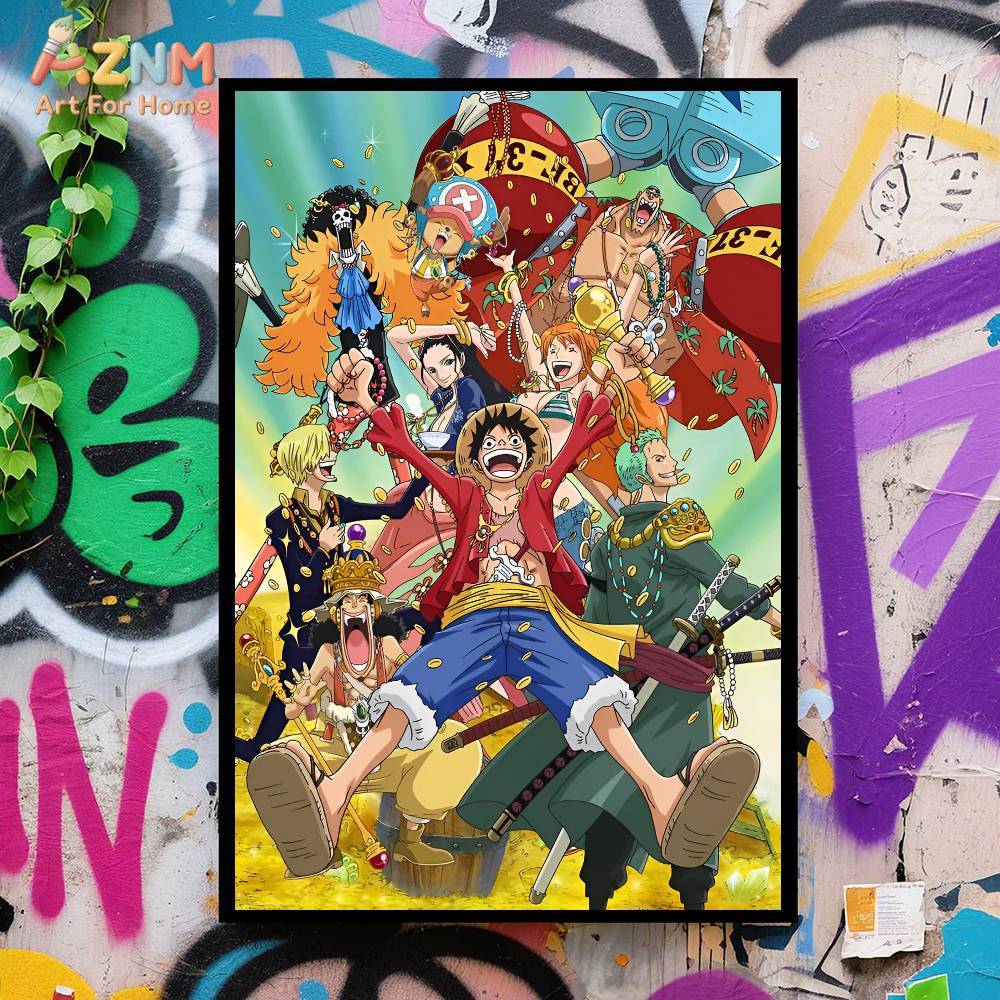 AZNM วันพีช ภาพพิมพ์บนผ้าใบแบบ - One Piece Straw Hat บทวิจารณ์และราคา