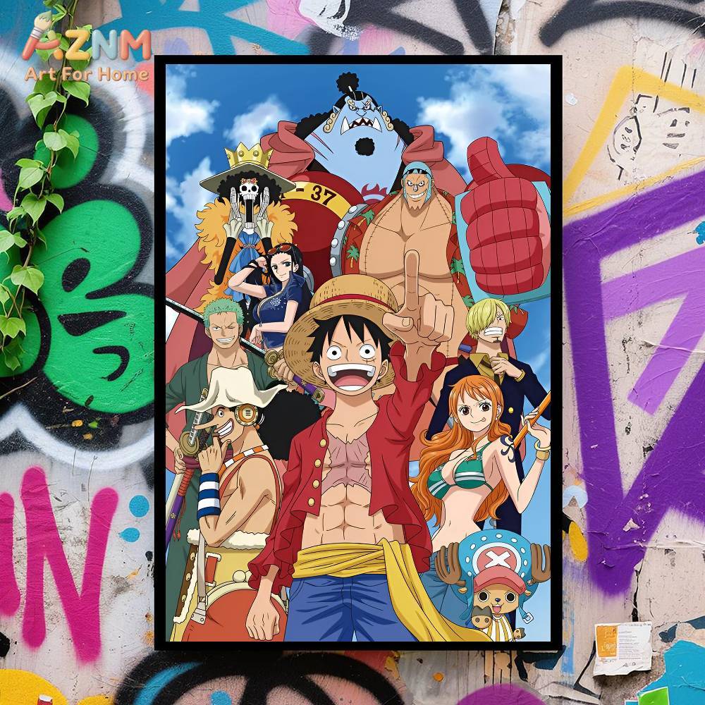 AZNM วันพีช ภาพพิมพ์บนผ้าใบแบบ - One Piece Straw Hat บทวิจารณ์และราคา
