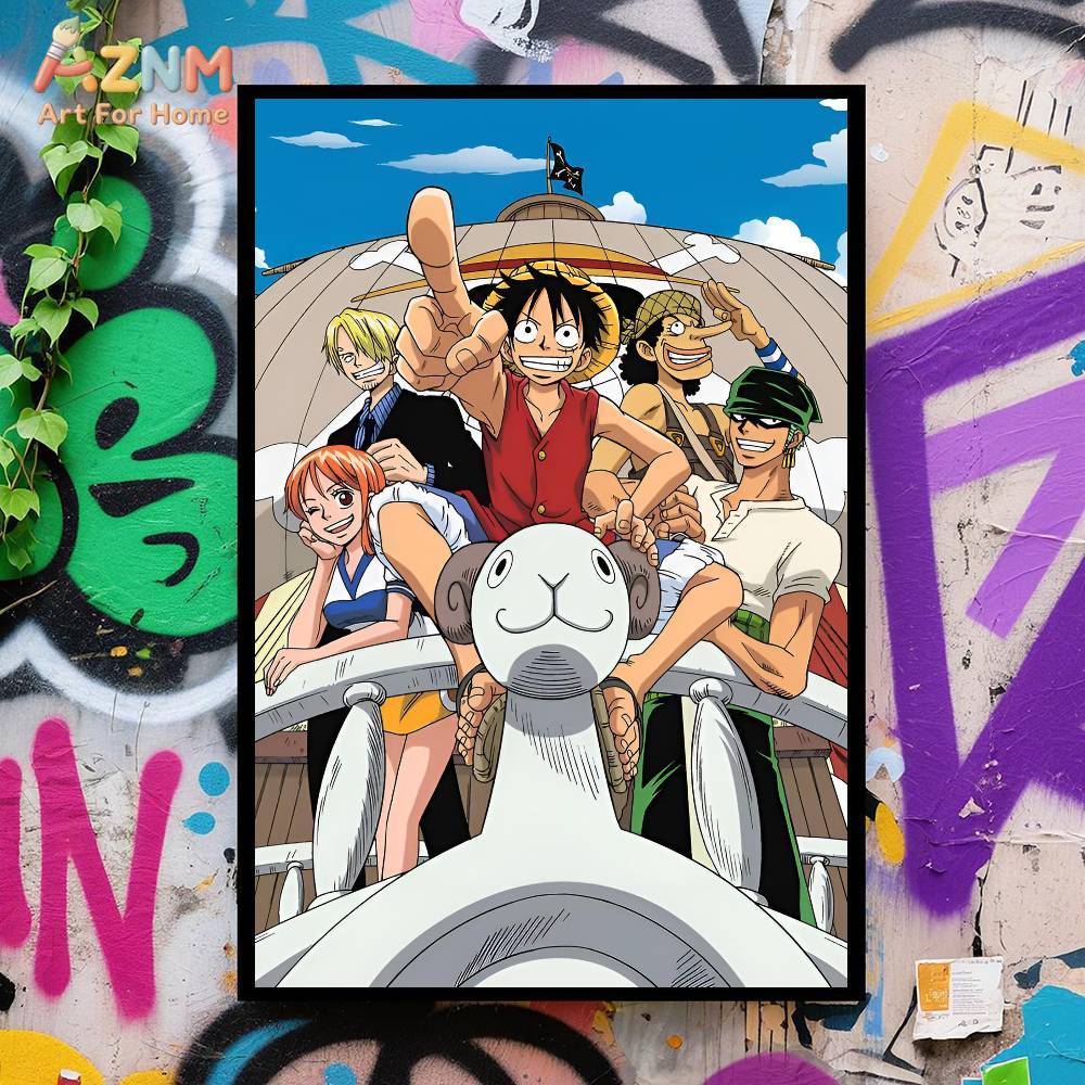 AZNM วันพีช ภาพพิมพ์บนผ้าใบแบบ - One Piece Straw Hat บทวิจารณ์และราคา