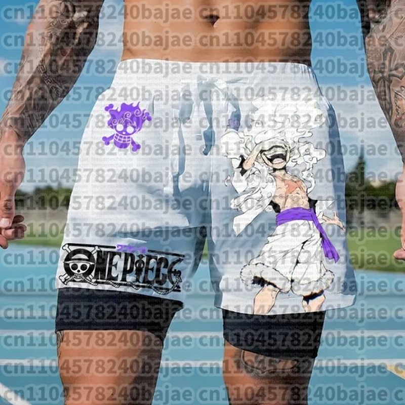 กางเกงวิ่งขาสั้นสองชั้นสีขาวลา - One Piece Straw Hat บทวิจารณ์และราคา